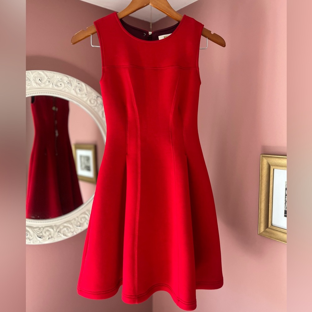 Maeve Fit and Flare Red Sleeveless Mini Dress